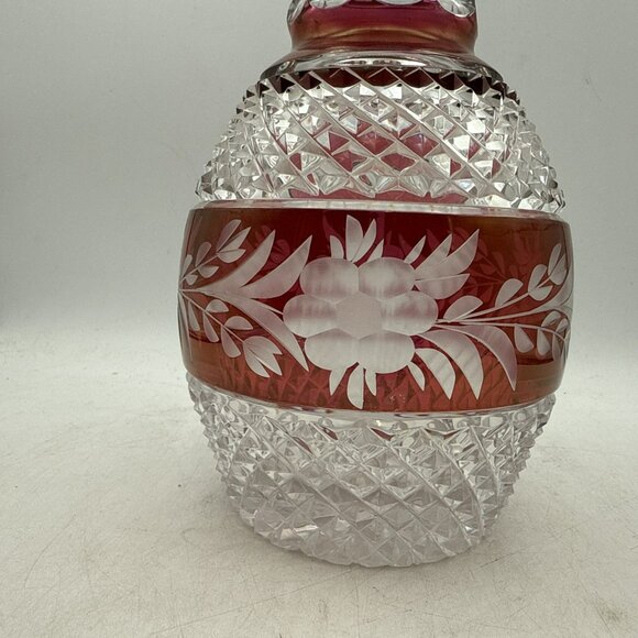 Red Ruby Bohemian Decanter with Stopper Vintage - Picture 4 of 12